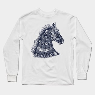horse tattoo floral Long Sleeve T-Shirt